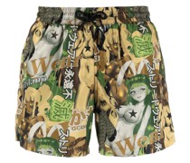 Badeshorts mit grafischem Print