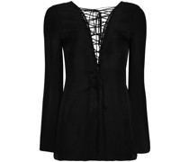 lace-up silk blouse