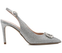 Slingback-Pumps mit Logo-Schild 95mm