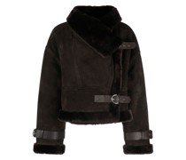 Cropped-Bikerjacke mit Shearling