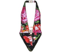 Neckholder-Badeanzug mit Blumen-Print