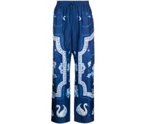 Weite Seidenhose mit Print