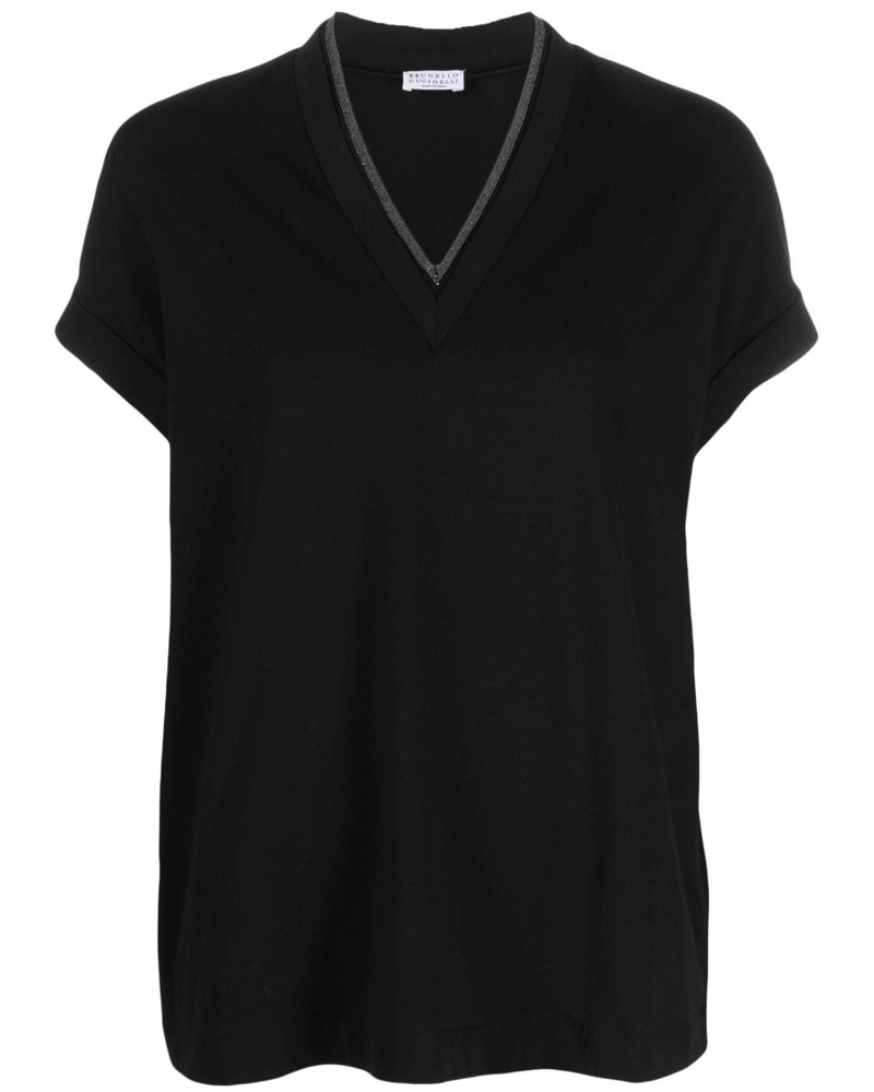 Brunello Cucinelli Damen T-Shirt mit Borten