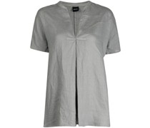 Leinenbluse mit V-Ausschnitt