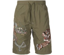Shorts mit Drachenstickerei