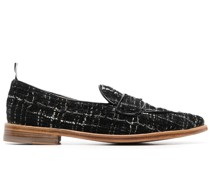 plaid tweed penny loafers