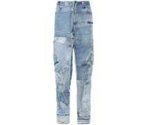 patchwork-design jeans