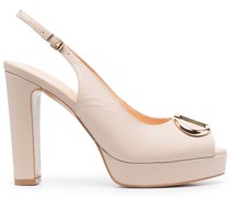 Slingback-Sandalen mit Logo-Schild