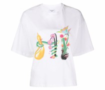 Cropped-T-Shirt mit Blumen-Print