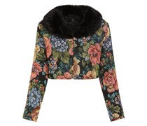 Cropped-Jacke mit Blumen-Print