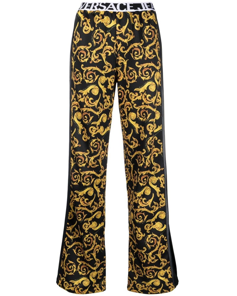 Versace Jeans Damen Gerade Hose mit Barocco-Print