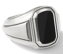 Deco Sterlingsilber-Siegelring mit Onyx