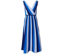 Gestreiftes Midikleid mit V-Ausschnitt