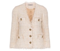 frayed-detail tweed jacket