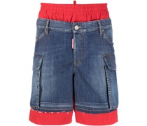 Jeans-Shorts im Layering-Look