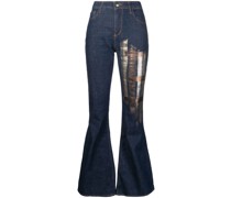 Schlagjeans mit Metallic-Print