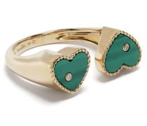 9kt Toi & Moi Gelbgoldring mit Malachit