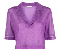 cropped metallic-threaded blouse