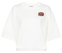 hamburger-appliqué cotton T-shirt