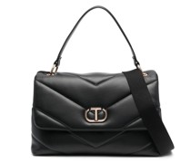 Gesteppte Handtasche mit Logo-Schild