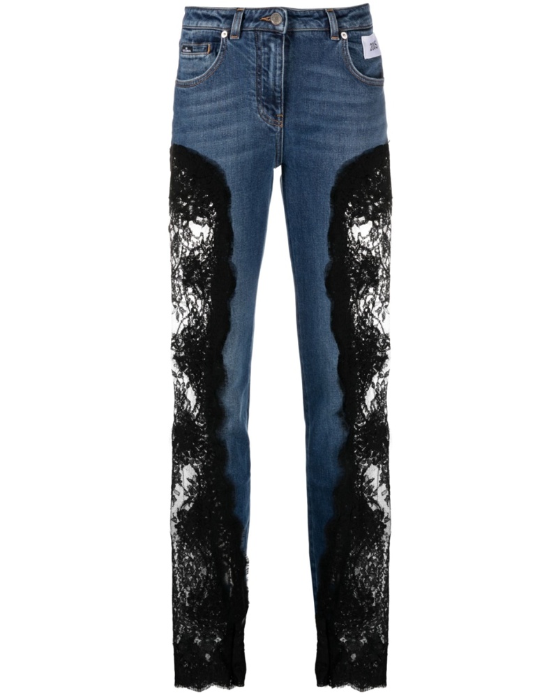 Dolce & Gabbana Damen Skinny-Jeans mit Spitzeneinsätzen