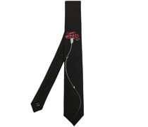 floral-motif silk tie