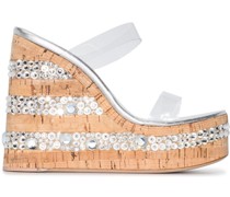 Wedge-Sandalen mit Kristallen
