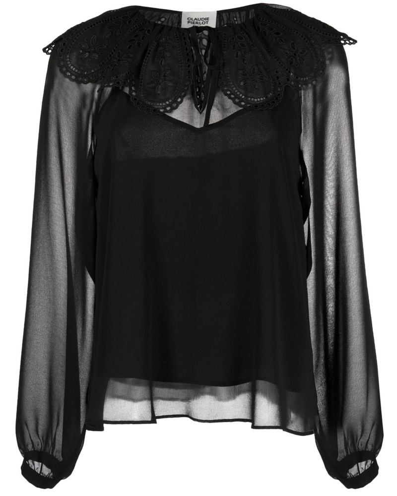 Claudie Pierlot Damen Bluse mit Spitzenkragen