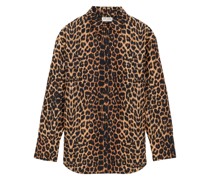 Hemd aus Seidentaft mit Leoparden-Print
