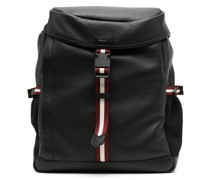 stripe-detail leather backpack