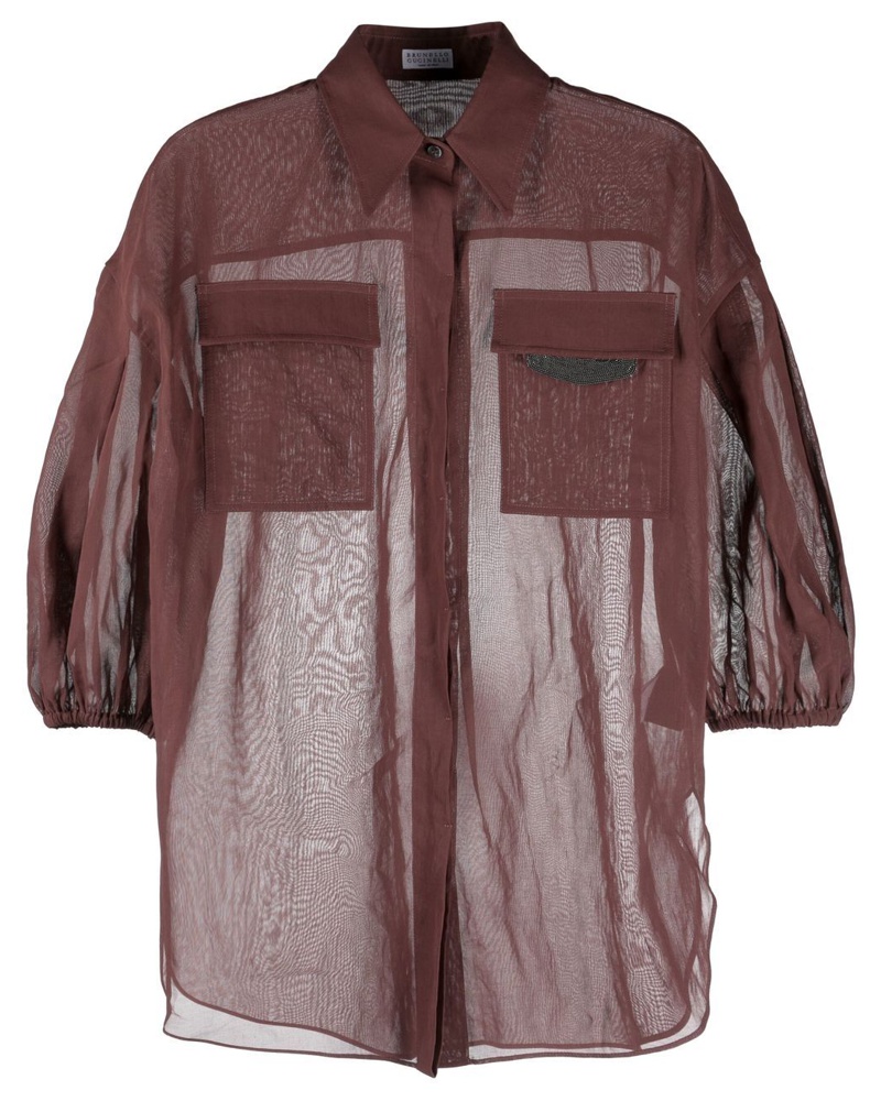 Brunello Cucinelli Damen Bluse mit Puffärmeln