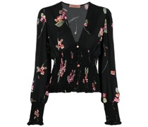 floral-print V-neck blouse