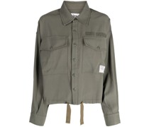 logo-embroidered drawstring-hem shirt