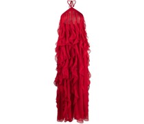 Neckholder-Maxikleid mit Rüschen