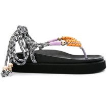 bead-detailed lace-up sandals
