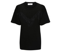 floral-lace cotton T-shirt