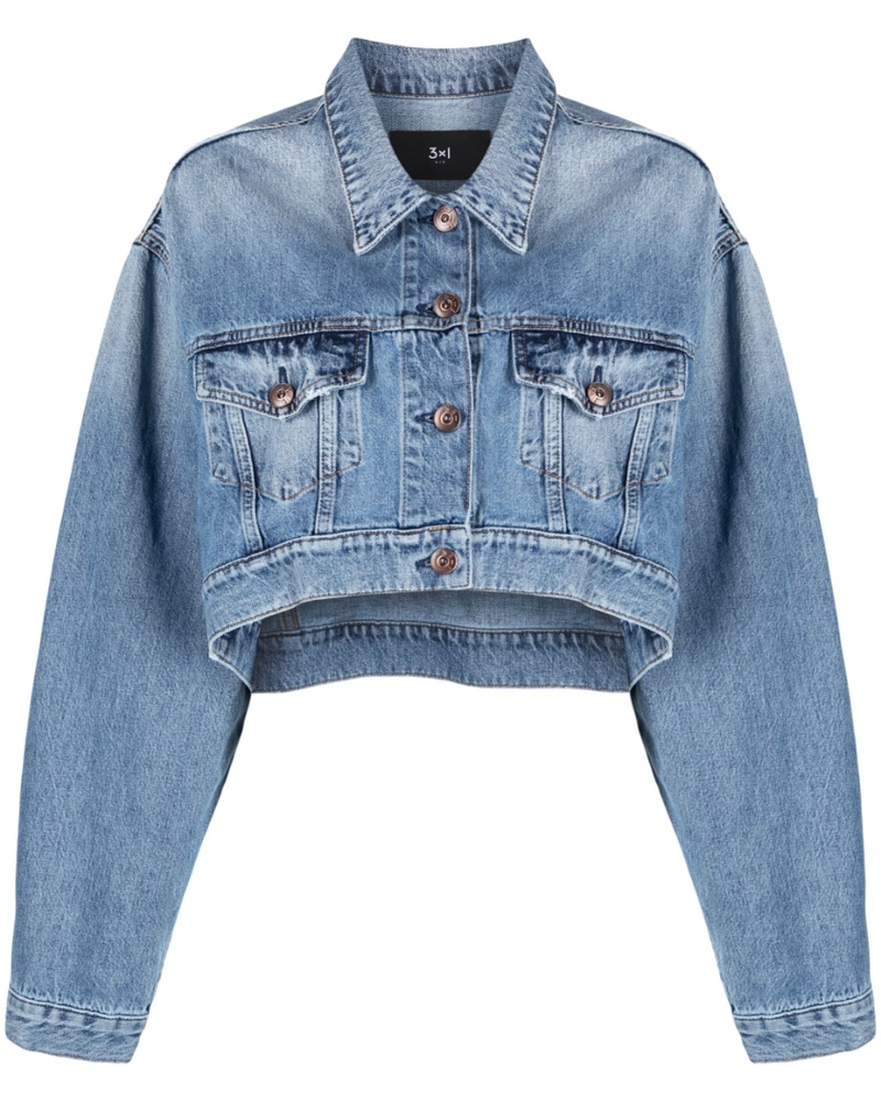 3x1 Damen Klassische Cropped-Jeansjacke