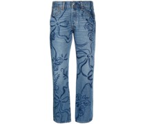 Gerade Jeans mit Blumen-Print