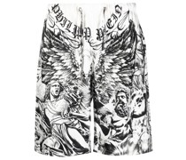 Shorts aus Seide mit Tattoo-Print