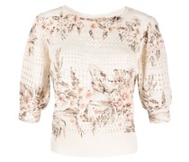 Strickoberteil mit Blumen-Print