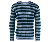 Gerippter Pullover mit Streifen