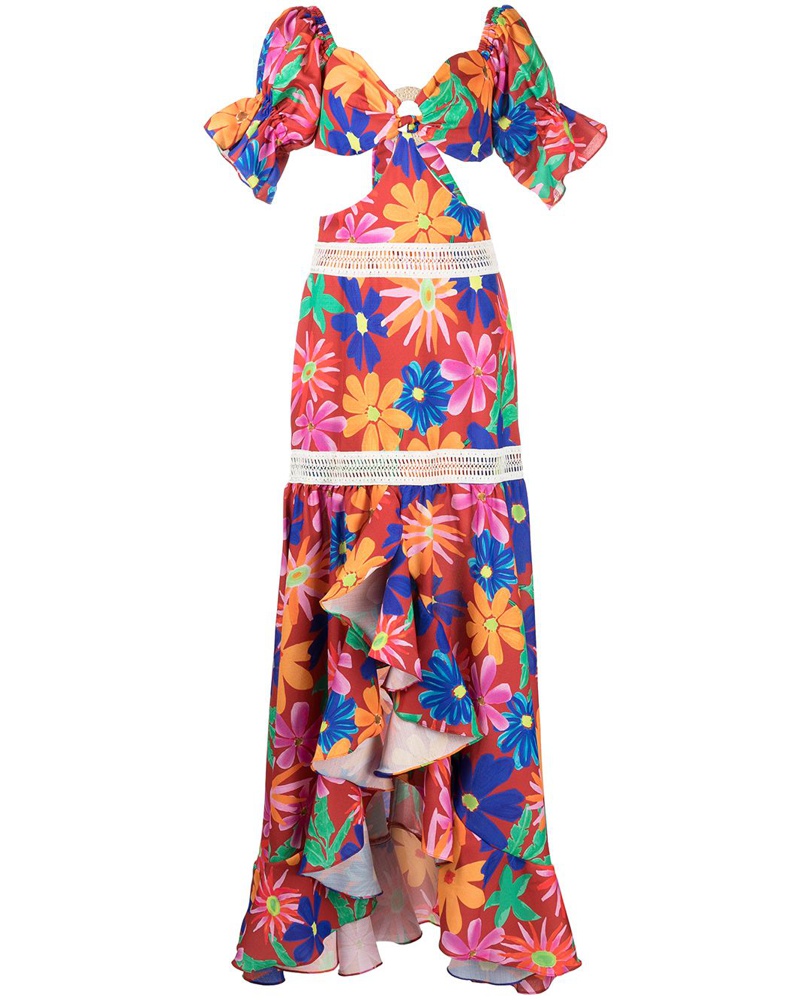 Pat Bo Damen Schulterfreies Aster Maxikleid