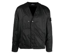 Kragenlose Jacke mit Logo-Patch