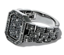 18kt Weißgold-Siegelring mit Diamanten