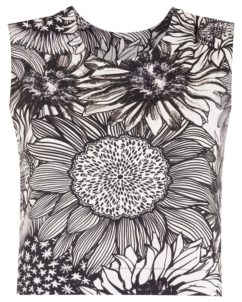 Osklen Damen Cropped-Top mit Sonnenblumen-Print