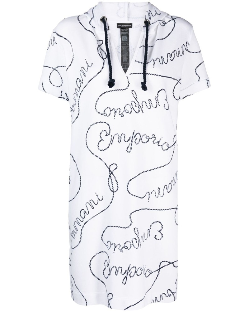 Emporio Armani Damen logo-print hooded beach dress