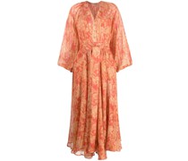 Midikleid aus Seide mit Blumen-Print