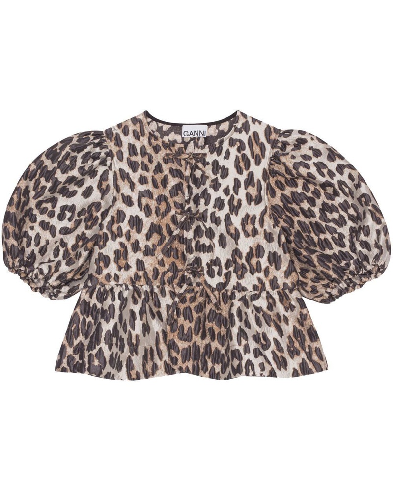 Ganni Damen Bluse mit Leoparden-Print