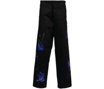 rose-print cotton trousers