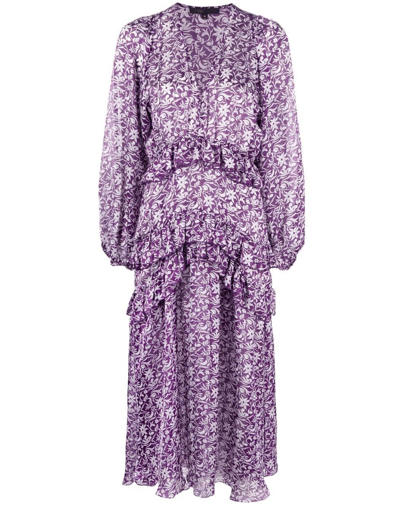 Maje Damen Maxikleid mit Blumen-Print